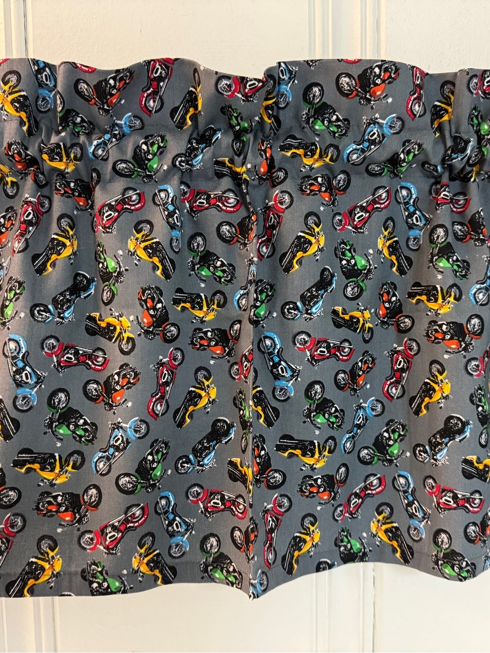 Motorcycle window valance curtain